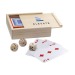 5 dés et un jeu de cartes (54) dans une boite en bois cadeau d’entreprise