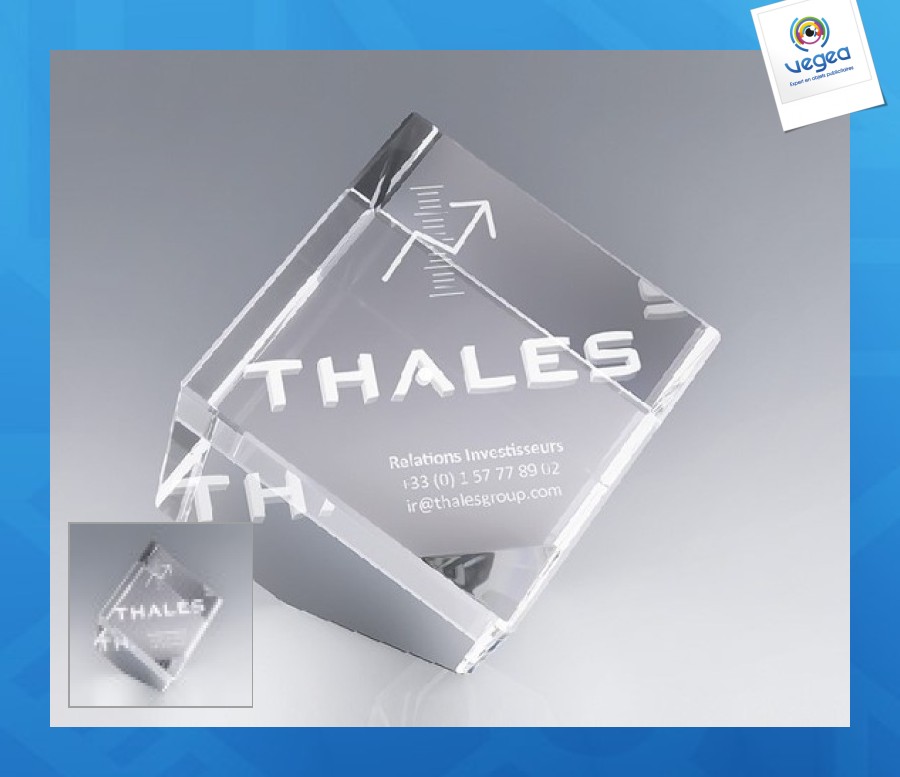 Cubo de cristal en forma de diamante de 6 personalizable | Bloques de vidrio grabado en 3D | Diseño y decoración | publicitario